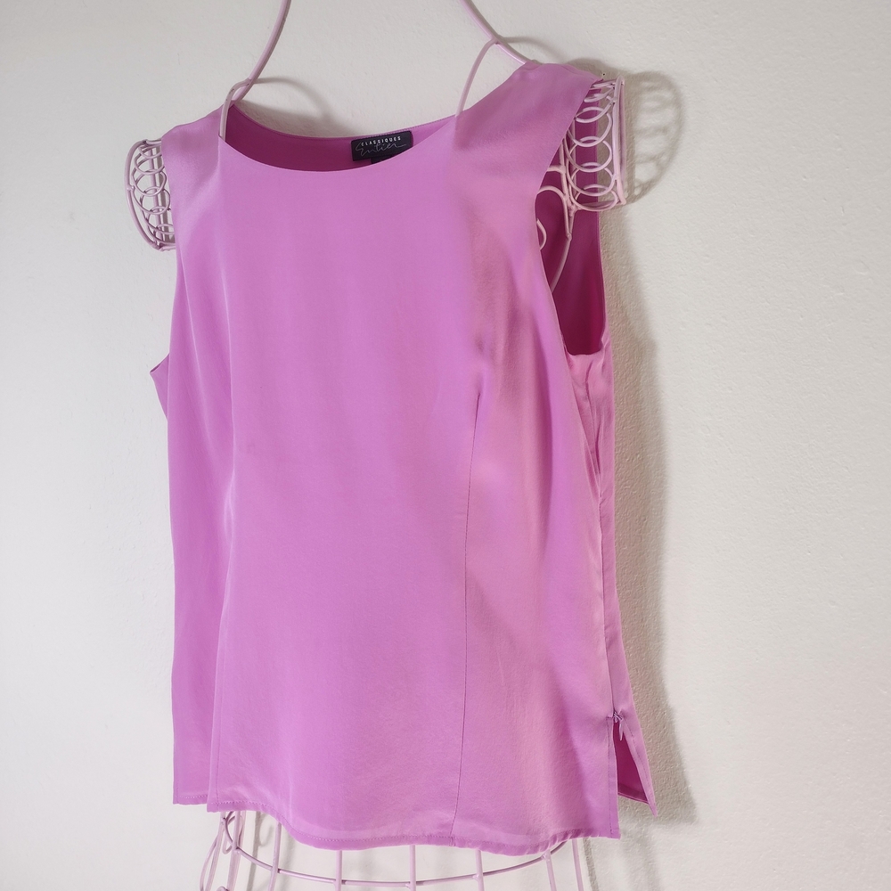 Vintage Classiques Entier Y2K 100% Silk Sleeveless Blouse Orchid Purple Size 2